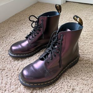 New/unworn purple iridescent doc martens, size 10